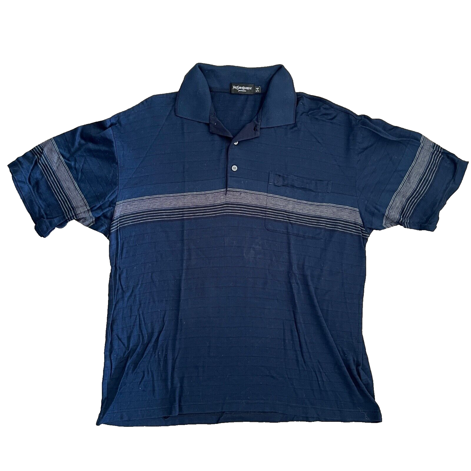 YSL YVES SAINT LAURENT maglia vintage POLO SHIRT blu maniche corte $649 54 XXL