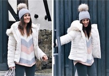 Zara Ecru Water Resistant Quilted Anorak Jacket With Hood Size M