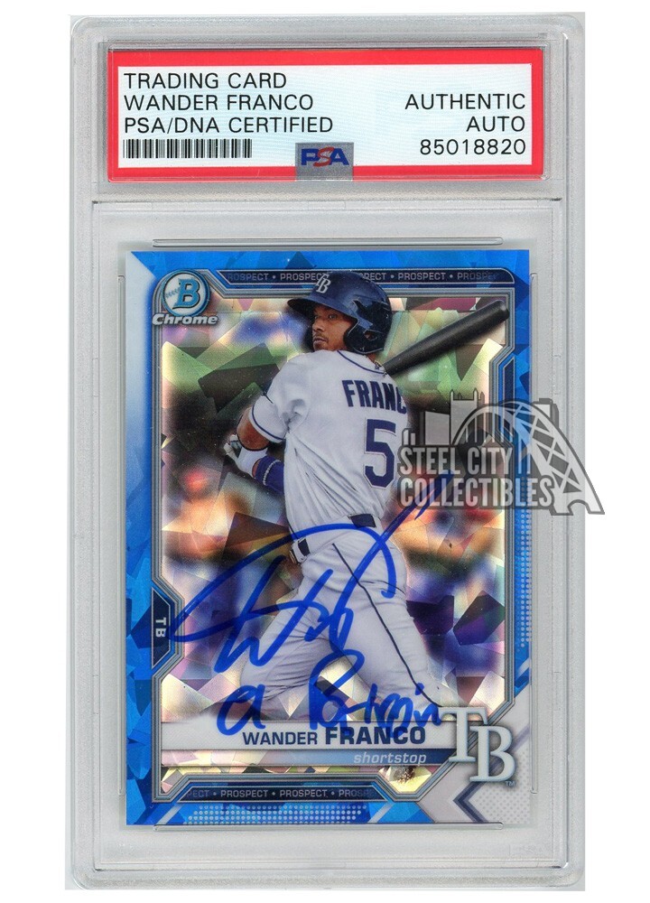 Wander Franco 2021 Bowman Chrome Sapphire "El Patron" Auto Card #BCP-57 PSA/DNA 
