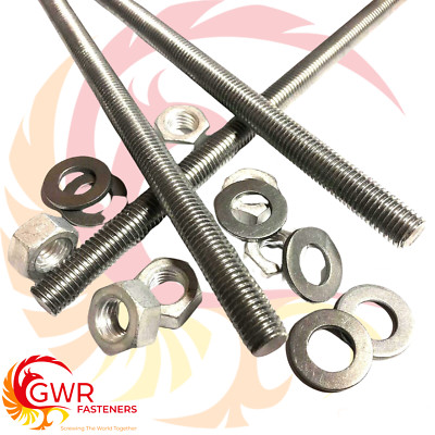 M4 / 4 mm ALU Gewindestange - Stangenbolzen Stehbolzen mit oder ohne Muttern/Scheiben