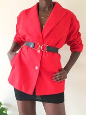 Your Sixth Sense C&a Red Vintage Jacket Ladies Velvet Feel 90's Eu 44, Uk 14