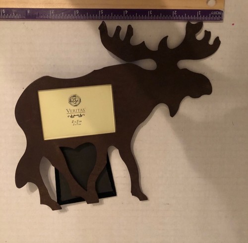 Veritas Photo Frame Moose Iron Rusted Rustic Cabin Decor table or wall - Picture 3 of 5