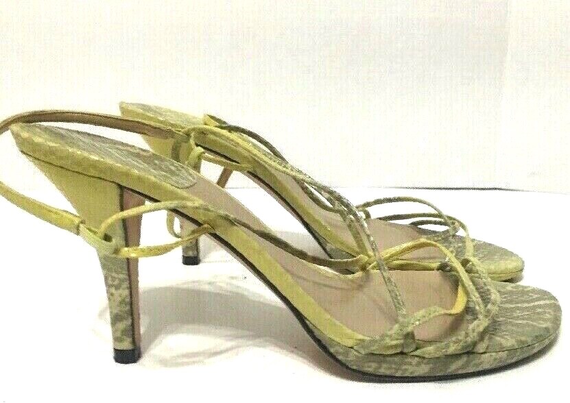 Stuart Weitzman Strappy Snake Print Heels Sandals Yellow Womens Size 7.5 |  eBay