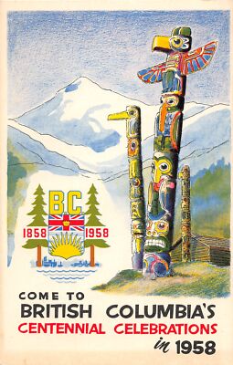 J56/ Vancouver British Columbia Canada Postcard c1958 Centennial Totem 91