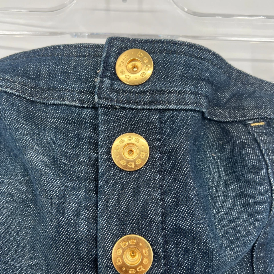 Mono De Colección BEBE Mujer 28 Denim Y2K Sin Tirantes Jean Bootcut Años 90 Hip Hop Foto 3 de 4