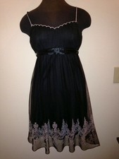 WINDSOR Black Cocktail dress with Silver Sequin & bead applique Medium Holiday