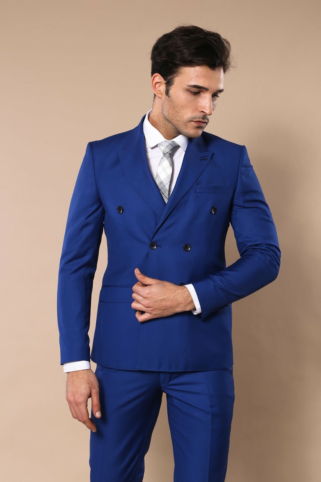 Men Double Breasted Suit WESSI by J.VALINTIN Extra Slim Fit JV5 Royal