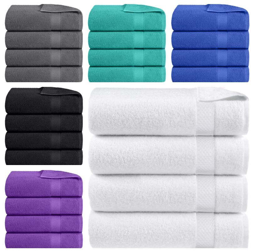 4x Sábanas de Baño Grandes Jumbo 100% Algodón Puro Tamaño Grande Toallas Suaves Lujo