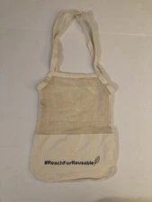 Reusable Shopping Bag Upcycled Eco Friendly 100% Cotton With Handles & Mesh Knit