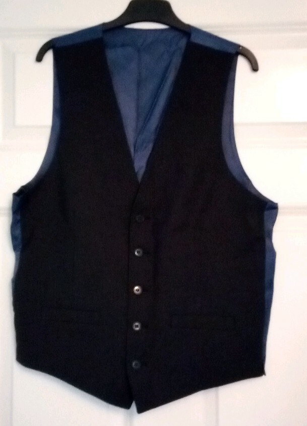 BNWT Marks and Spencer M&S Blue Charcoal Button Down Waistcoat Wedding Medium