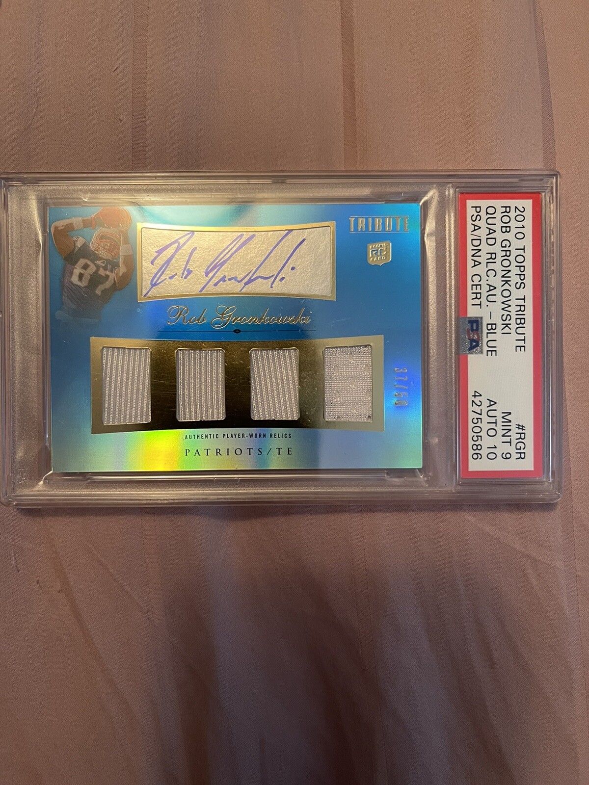Rob Gronkowski Topps Tribute Quad Relics Autograph #RGR Blue