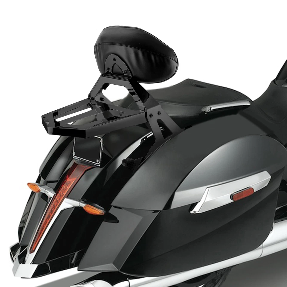 Black Backrest Sissy Bar Luggage Rack For Victory Cross Country Roads 2010-2016 - Image 3 of 4