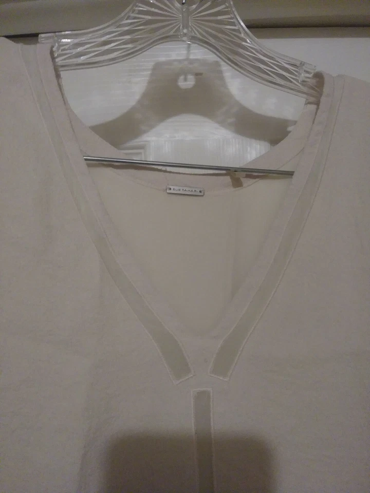 Top para mujer Elie Tahari rosa seda y poliéster 2 capas cuello en V sin mangas talla MED Foto 3 de 4