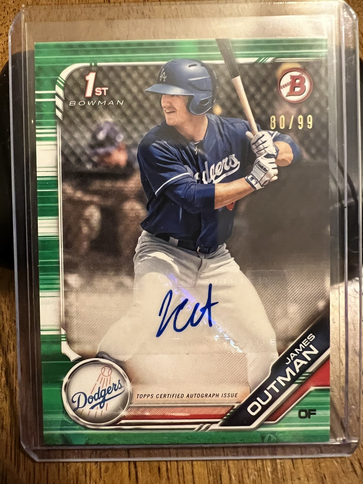 2019 Bowman James Outman Rookie Green Autograph #80/99 Dodgers🔥🔥🔥