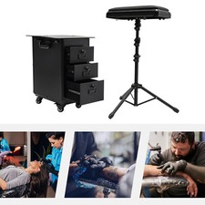 3 In 1 Tattoo Travel Cases With Tattoo Armrest Stand Rolling Makeup Train Case