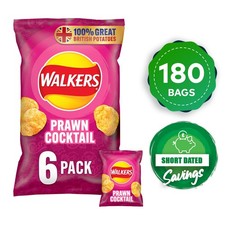 Walkers Crisps Prawn Cocktail Sharing Snack Pack of 30 x 6 Bags Short Dated
