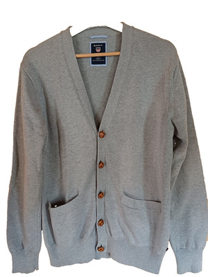  Gant hochwertige Strickjacke 100% Cotten grau melange Gr.M neuwertig Zustand 