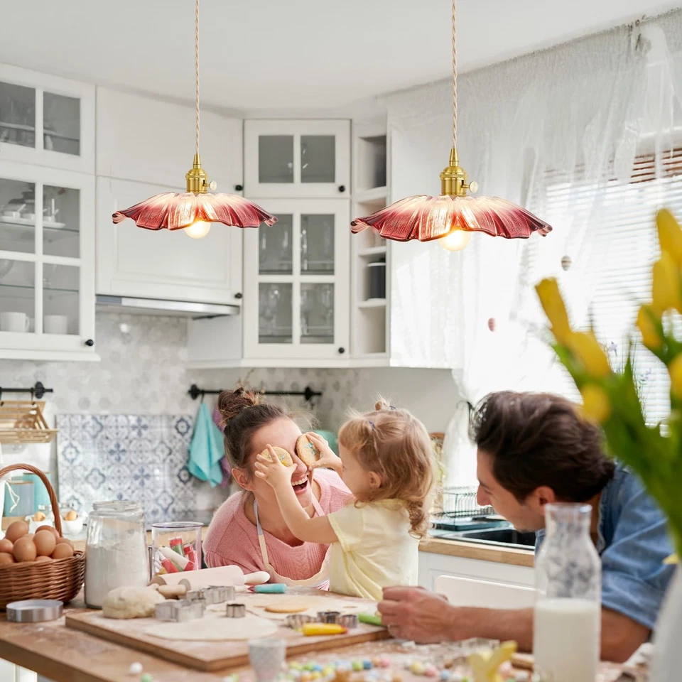 Lámparas Colgantes Isla Cocina Vidrio Vintage Lámpara Colgante Flujo Púrpura... Foto 4 de 4
