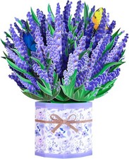 Lavender Bouquet Up Card, 3D Flower Greeting Card with