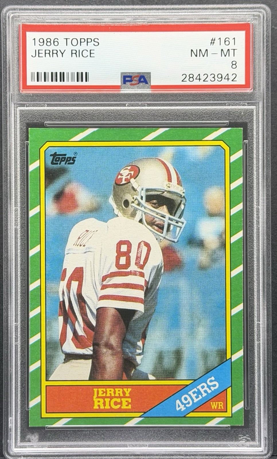 1986 Topps Jerry Rice #161 PSA 8 Rookie RC NFL 49ers Legend