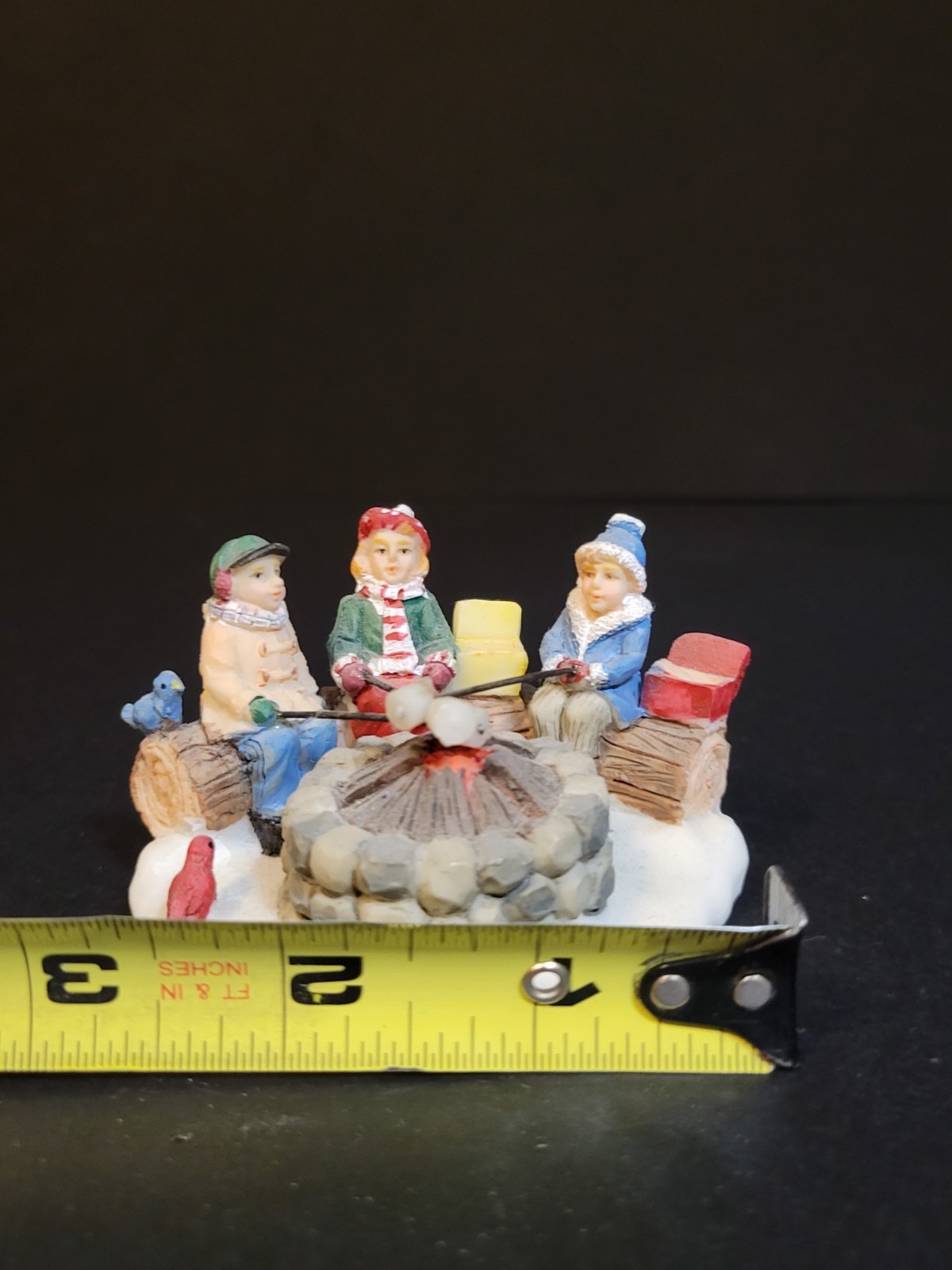 Holiday Time Santas Workbench Christmas Village Children Campfire Fire Bonfire
