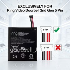 New Replacement Battery S1 for Ring Video Doorbell 2nd Generation -5 Pin Only
