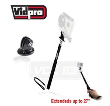 VidPro 27  Extendable Pocket Size Monopod MP-10  Tripod Adapter FOR GOPRO