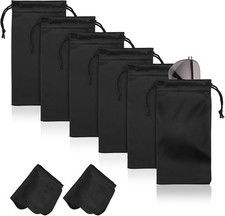 6 Pcs Microfiber Glasses Sunglasses Pouch with 2 Cleaning Cloths, Soft Drawstrin