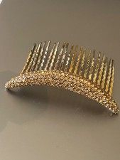                 Champagne Gold Crystal Bridal Hair Comb Clip                 