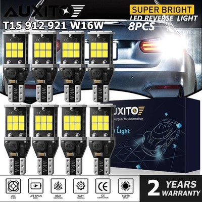 8X AUXITO 912 921 T15 W16W White LED Bulb For Car Backup Reverse Light Canbus