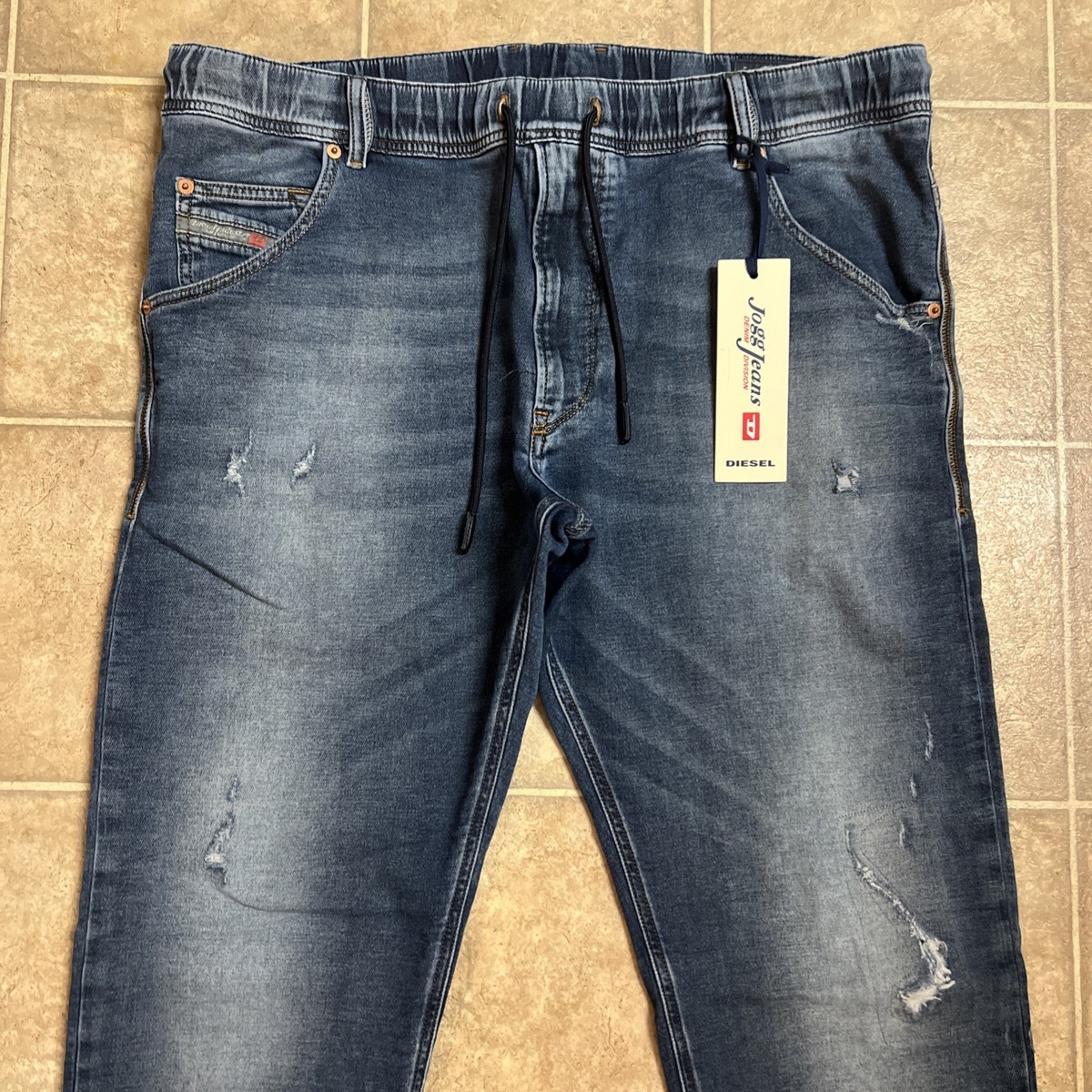 Diesel Krooley-NE Jogg Jeans Distressed Blue 38x32 084TZ STRETCH