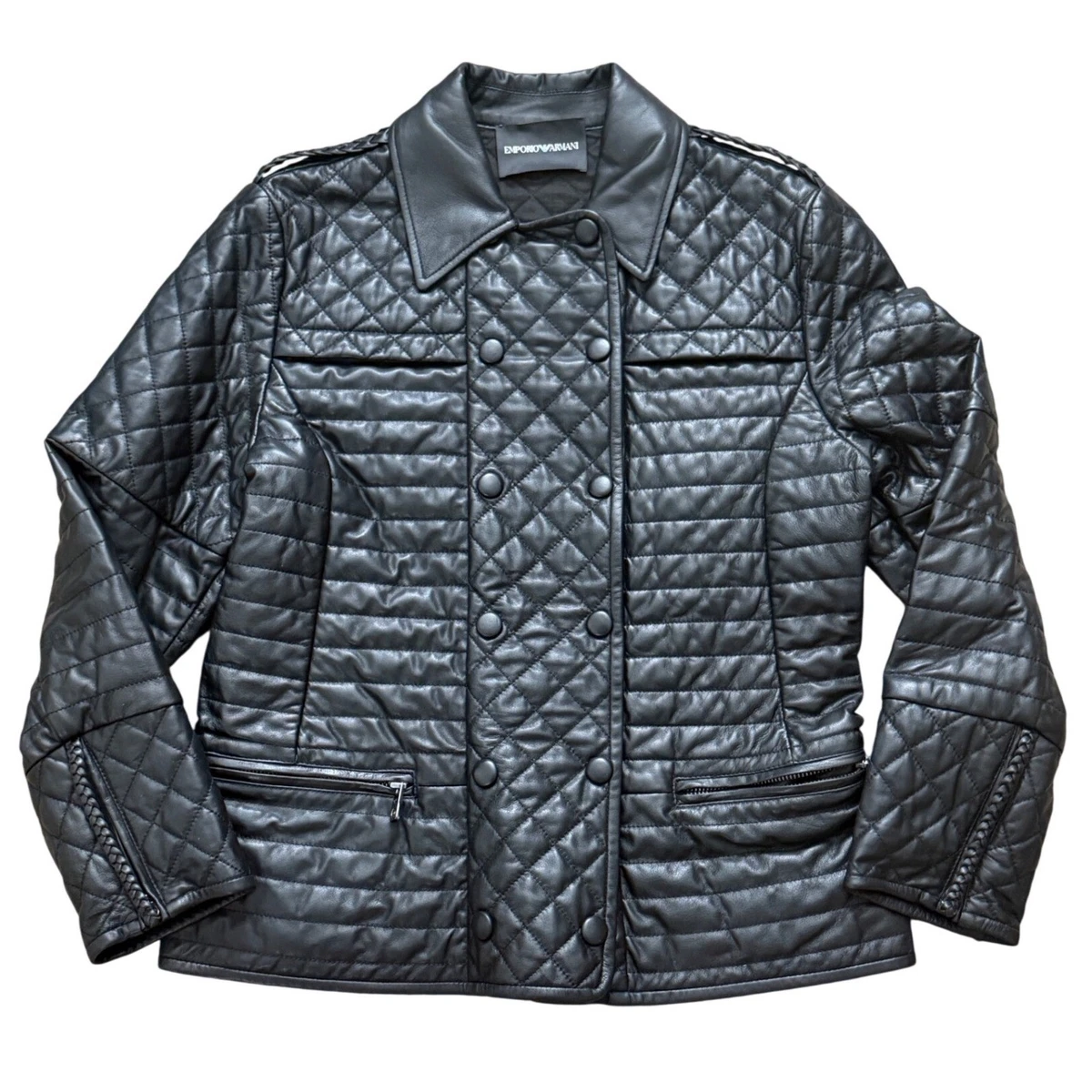 Emporio Armani Leather Outer Shell Coats, Jackets & Vests for
