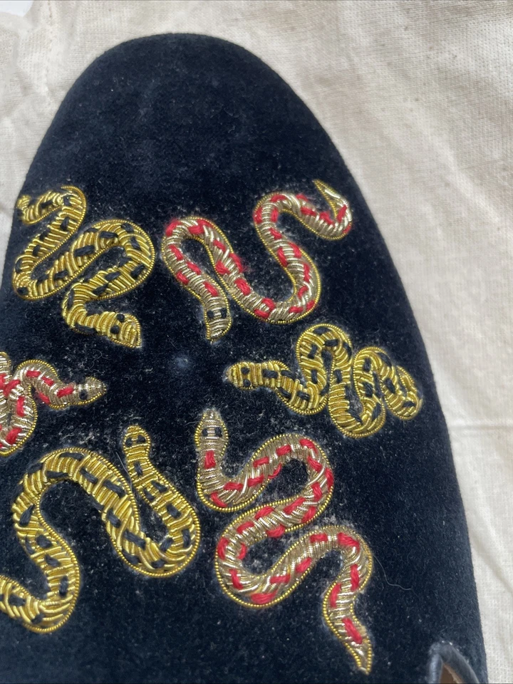 Zapatillas Amorio Jaipur Talla 39 Terciopelo Serpiente Bordado Cuero Foto 4 de 4