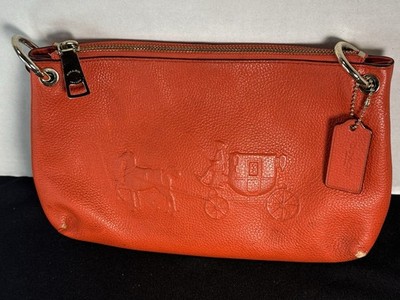 Coach F33521 Charley Embossed Horse & Carriage Shoulder Bag Orange