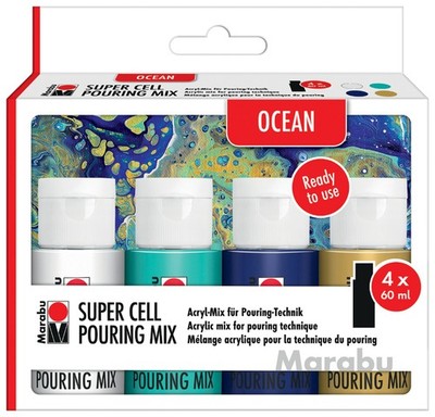 Marabu Super Cell Pouring Mix-Set OCEAN 4 x 60 ml