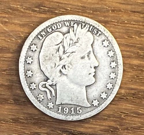 1915-D Barber Quarter 25C – 90% Silver – Circulated – US Coin