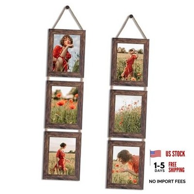  Collage Picture Frames 3 Openings Hanging Photo Frame Set 5x7 Distressed Brown