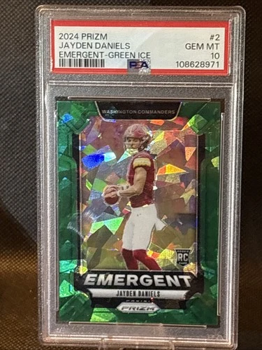 2024 Panini Prizm - Emergent Jayden Daniels #2 Green Ice Prizm (RC) PSA 10 💎💎