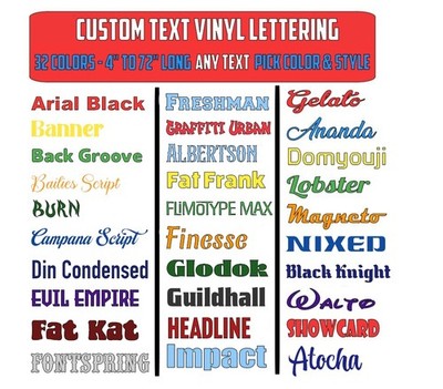 Custom Text Vinyl Lettering Sticker Decal Personalized -ANY TEXT - ANY NAME - [2