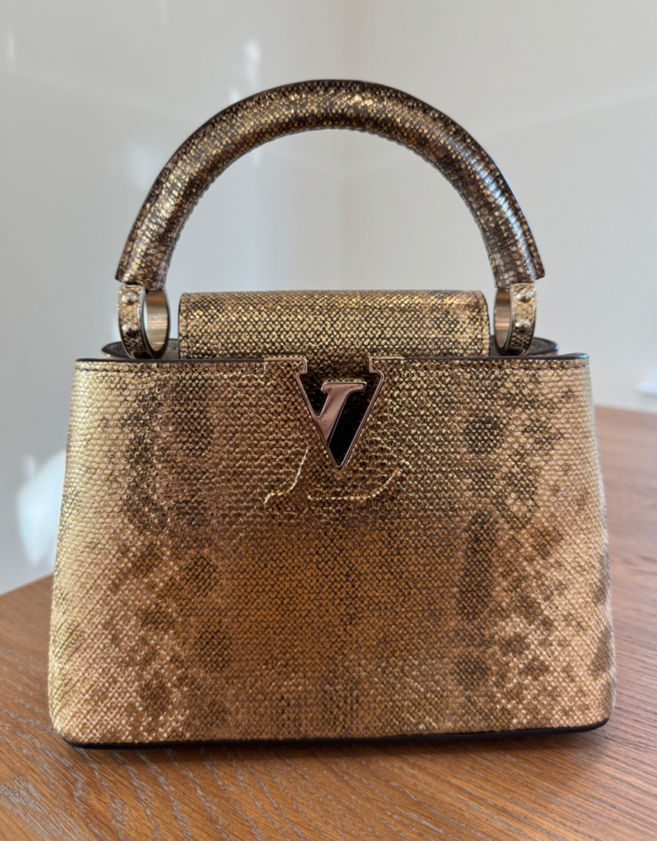 Louis Vuitton Limited Edition Gold Metallic Lizard Mini Capucines