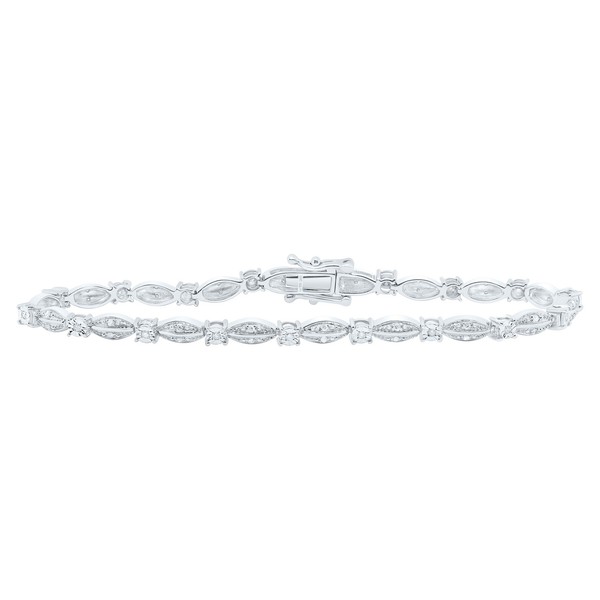 925 Sterling Silber Diamant Damen Rund & Spitz Oval Armband 1/3 Karat 17.8Cm-image