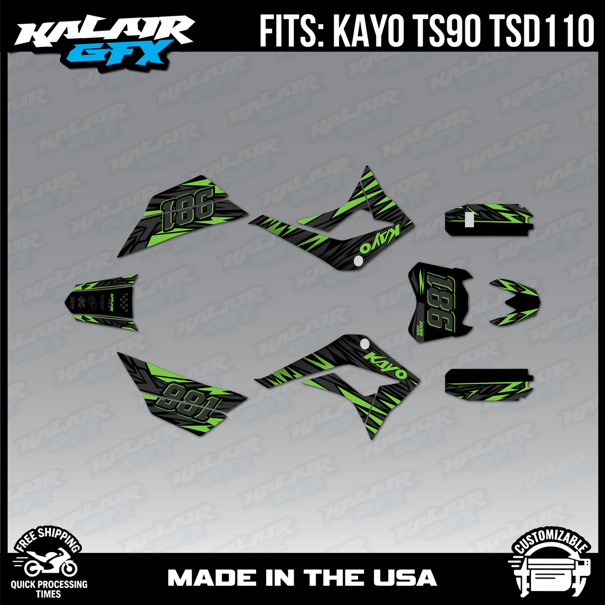 Graphics Kit for Kayo Pit bike TS90 and TSD110 All Years Twitch