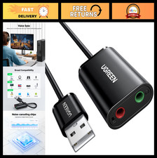 USB Audio Jack Adapter - Dual TRS 3.5mm Headphone Mic Converter for PC, PS5, S