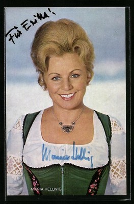 Ansichtskarte Musikerin Maria Hellwig im Dirndl, Autograph 
