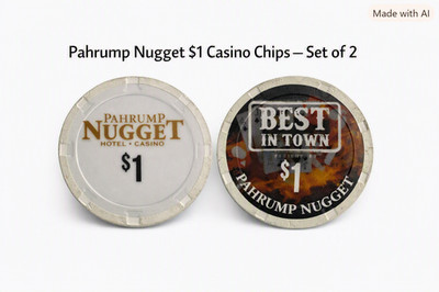 2 x Pahrump Nugget Hotel Casino Pahrump NV 1 Dollar Casino Chips - set of two