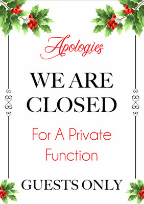 Plakat Hinweisschild geschäftliche Veranstaltung Wir haben geschlossen wegen privater Weihnachtsveranstaltung