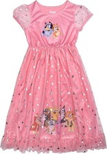 Bluey Girls  Nightgown   Pink Short Sleeve Sleep Dress Featuring Bluey, Bingo...