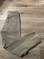 Vintage 90s Guess Jeans Green logo sand acid wash Size 34x34 baggy