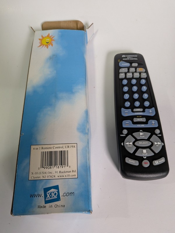 X-10 Powerhouse Remote Control 6 in 1 Universal Controller (Model UR19A)