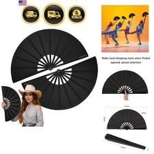 2 Pack Large Folding Rave Fans for Women Men, Nylon Hand Fans Loud Snap Sound...